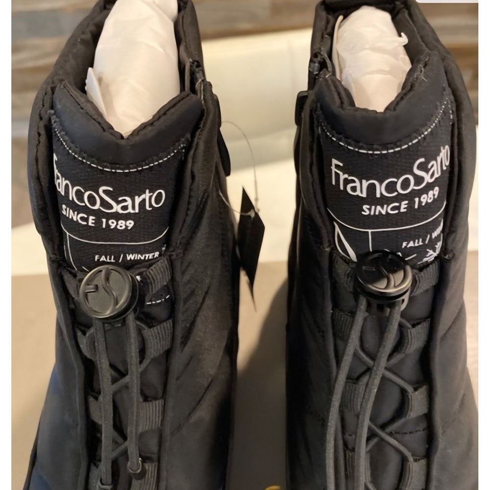 Franco Sarto Black Puffer Lace Up Side Zip Winter Boots Women Size 9 - Picture 3 of 6